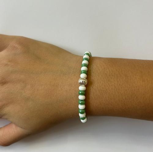 Vánoční náramek barevná varianta 4 (zelená, bílá)