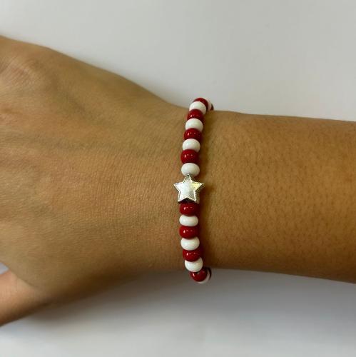 Vánoční náramek barevná varianta 5 (červená, bílá)