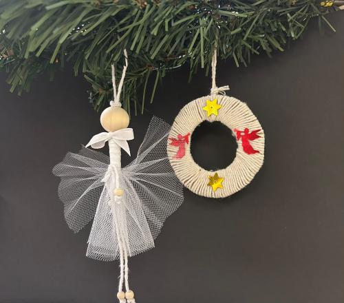 Vánoční ozdoby sada - andílek, věneček