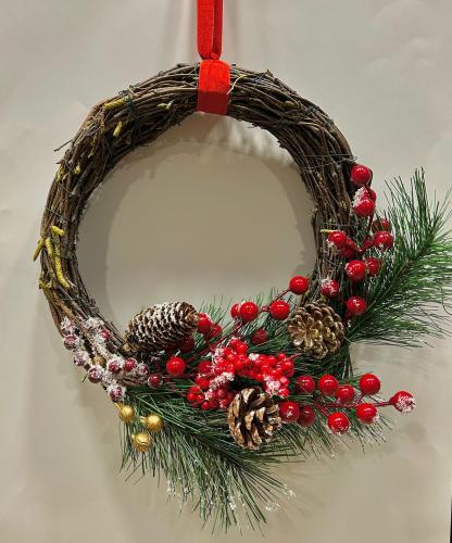 Vánoční věnec-březový, červený