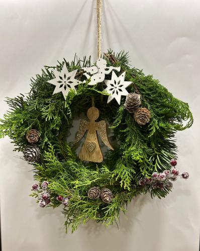 Vánoční věnec-přírodní, anděl