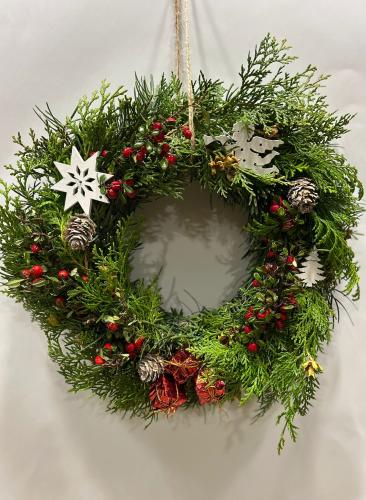 Vánoční věnec-přírodní, červený