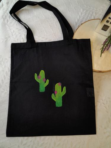 Plátěná taška kvetoucí kaktus