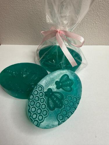 Velikonoční mýdlo kulaté-včelí plástev, modrá barva